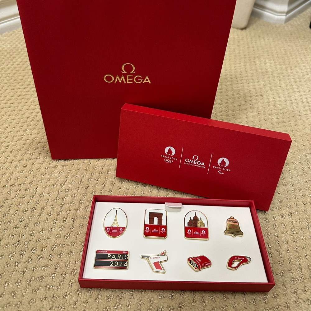 Omega 2024 France Paris Olympic limited edition pins and sticker set